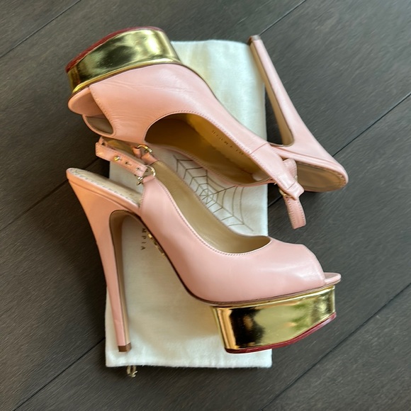 Pink Charlotte Olympia sling back sandals - Picture 2 of 9